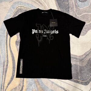 Palm Angels Black Grafitti PA Paris Logo Black T-Shirt Size Large
